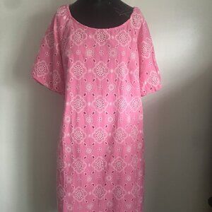 NWT Talbots 100% cotton pink embroidered eyelet dress